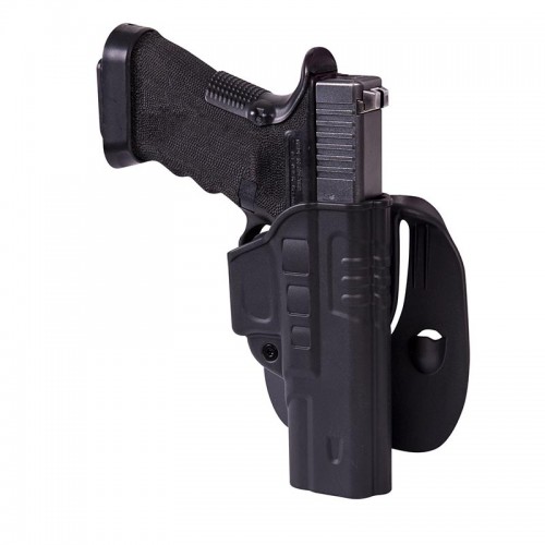 FAST DRAW HOLSTER FOR GLOCK 17 WITH PADDLE - MILITARY GRADE POLYMER - BLACK